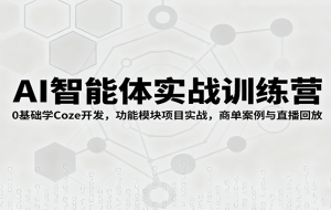 AI智能体实战训练营：0基础学Coze开发，功能模块项目实战，商单案例与直播回放
