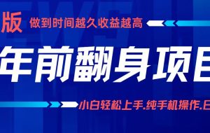 年前翻身项目，新手小白月入3w+，纯手机一条龙实操玩法