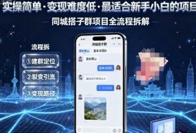 实操简单，变现难度低，最适合新手小白做的项目，每天轻松收入3张，同城搭子群项目全流程拆解