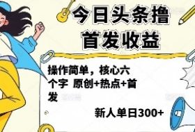 今日头条撸首发玩法，操作简单，新人一天3张+