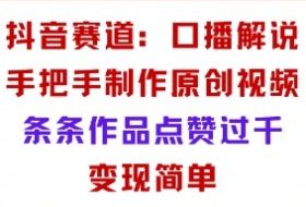 抖音赛道：口播解说，手把手教你制作原创视频，条条作品点赞过千，变现简单