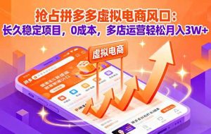 （16066期）抢占拼多多虚拟电商风口：长久稳定项目，0成本，多店运营轻松月入3W+