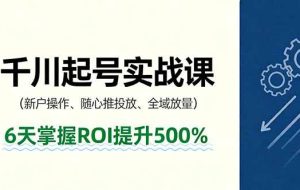 （16086期）抖音千川起号实战课，新户操作,随心推投放,全域放量，6天掌握ROI提升500%