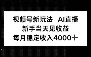 （16080期）视频号新玩法AI直播，新手小白当天见收益，月入4000+