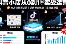 抖音小店从0到1实战运营，帮你全方位掌握小店运营，提升搜索数据与出单量