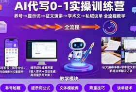 AI代写0-1实操训练营，从养号、提示词、征文演讲、学术文，到私域谈单的全流程教学