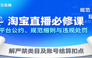 淘宝直播必修课：平台公约、规范细则与违规处罚，解严禁类目及账号结算扣点