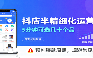抖店半精细化运营，5分钟可选几十个品，预判爆款周期，规避常见问题