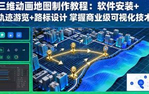 （16096期）三维动画地图制作教程：软件安装+轨迹游览+路标设计 掌握商业级可视化技术