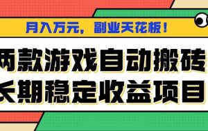 （16098期）两款游戏自动搬砖，月入万元，长期稳定收益项目，副业天花板！