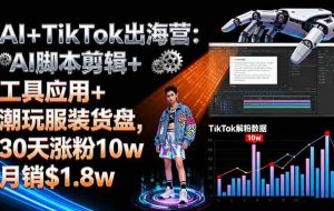 （16108期）AI+TikTok出海营:AI脚本剪辑+工具应用+潮玩服装货盘,30天涨粉10w月销$1.8w