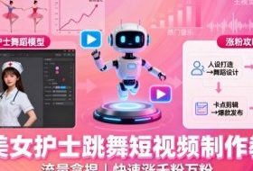 AI美女护士跳舞短视频制作教学，流量拿捏，快速涨千粉万粉【提示词+视频教程】