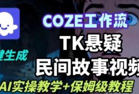 Coze扣子工作流一键生成TK悬疑民间故事视频，AI实操教学+保姆级教程