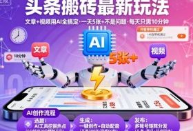 头条搬砖最新玩法，文章+视频用AI全搞定，一天5张+不是问题，每天只需10分钟