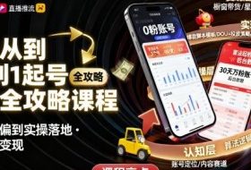 抖音从0到1起号运营全攻略课程，从认知纠偏到实操落地，高效起号变现
