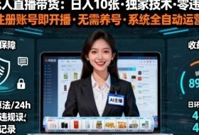 【最新】淘宝无人直播带货，日入10张，独家技术，无违规无封号，注册账号直接开播，不用养号【揭秘】