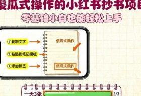 傻瓜式操作的小红书抄书项目，会复制粘贴就行，零基础小白也能一天3张