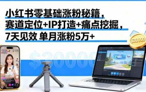 （16158期）小红书零基础涨粉秘籍，赛道定位+IP打造+痛点挖掘，7天见效 单月涨粉5万+