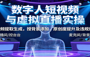 数字人短视频与虚拟直播实操，音频提取生成，授背景添加，原创度提升及违规规避