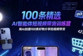 100条精选AI智能体短视频带货训练营，用AI拍摄100条好物分享短视频带货