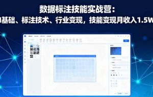 （16181期）数据标注技能实战营：AI基础、标注技术、行业变现，技能变现月收入1.5W+