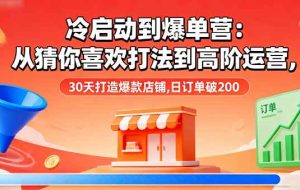 （16177期）冷启动到爆单营：从猜你喜欢打法到高阶运营,30天打造爆款店铺,日订单破200