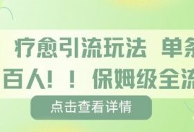 疗愈引流玩法，单条引流百人，保姆级全流程