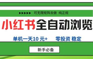 （16197期）小红书全自动浏览项目， 零投资，全程手机去跑，单账号一天10元+，可无限矩阵去做