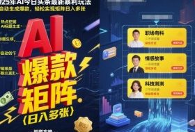 2025年AI今日头条最新暴利玩法，自动生成爆款，轻松实现矩阵日入多张