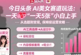 今日头条AI美女赛道玩法，一天轻松5张，小白轻松上手