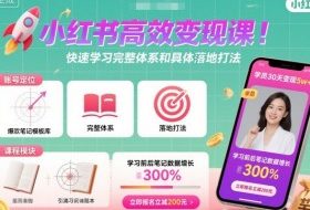 小红书高效变现课，快速学习小红书完整体系和具体落地打法