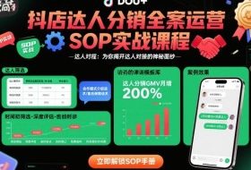 抖店达人分销全案运营SOP实战课程，为你揭开达人对接的神秘面纱
