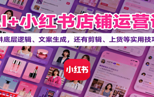 AI+小红书店铺运营课：讲底层逻辑、文案生成，还有剪辑、上货等实用技巧