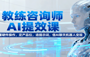 教练咨询师AI提效课：懂硬件操作，定产品位，造提示词，借AI聊天机器人变现