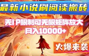 （16237期）小说阅读搬砖单机每天收益200-400+ 无IP限制可无限矩阵放大 —