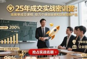 25年成交实战密训营，高客单成交课程，助力个体创业者和企业卖爆产品