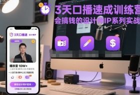 3天口播速成训练营，会搞钱的设计师IP系列实战课