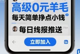 高级0元羊毛线报社群项目，每天简单挣点小钱