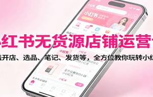 小红书无货源店铺运营课：涵盖开店、选品、笔记、发货等，全方位教你玩转小红书