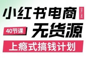 小红书无货源电商课程，上瘾式搞钱计划，不论月薪3k还是3W都应该学的賺钱技巧