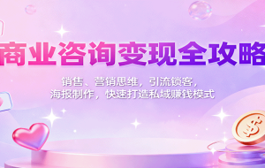 商业咨询变现全攻略：销售、营销思维，引流锁客，海报制作，快速打造私域赚钱模式