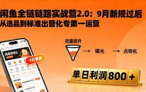 （16265期）闲鱼变现课3.0：掌握链接优化、流量提升、商业变现，单日利润800+
