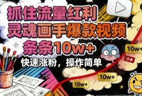 抓住流量红利，灵魂画手爆款视频，条条10w+，快速涨粉，操作简单