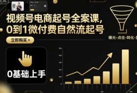 视频号电商起号全案课，0到1微付费自然流起号