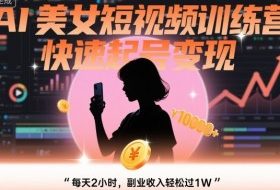 AI美女短视频训练营，快速起号变现，每天2小时，副业收入轻松过1W
