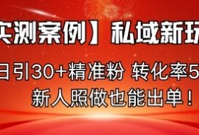 【实测案例】私域新玩法，日引30+精准粉，转化率50%，新人照做也能出单！