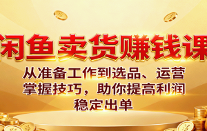 闲鱼卖货赚钱课：从准备工作到选品、运营，掌握技巧，助你提高利润稳定出单