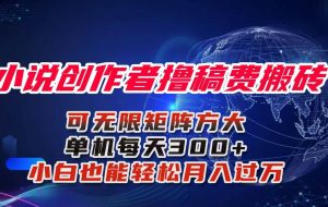（16305期）小说创作者撸稿费搬砖玩法，单机每天300+小白也能轻松月入过万的保姆级…