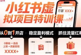 小红书虚拟项目特训课，帮你从0到1打造稳定盈利的店铺，抓住流量红利（更新9月）