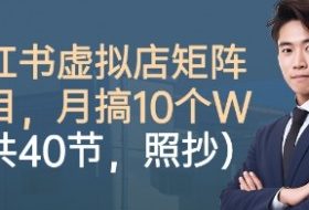 小红书虚拟店矩阵项目，照抄照做，月搞1W+（共40节）